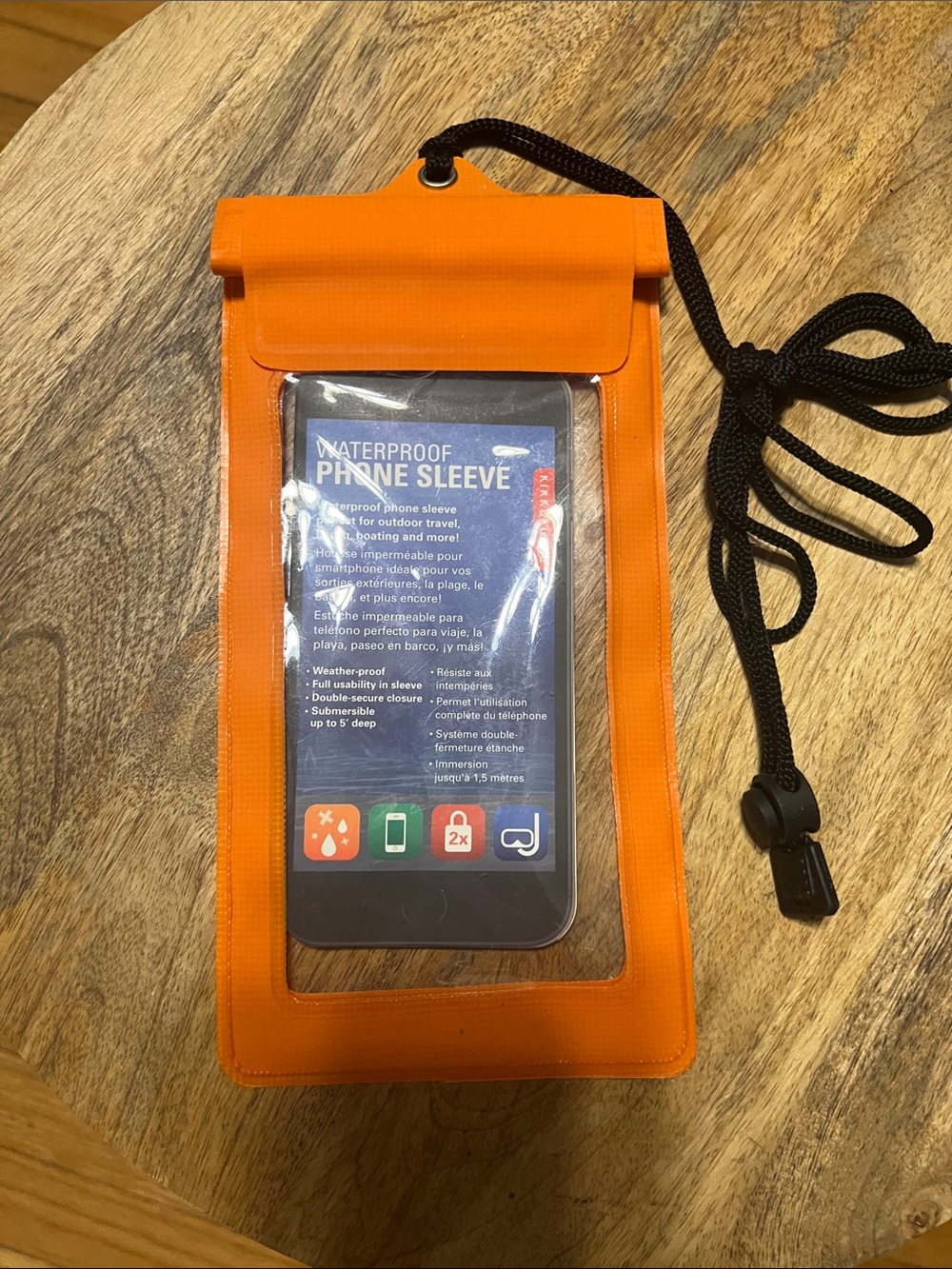 Kikkerland Orange Waterproof Phone Sleeve with Clear Window